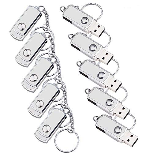 Clé USB 8 Go lot de 10 en métal argenté avec porte-clés pour le stockage