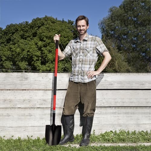 VNIMTI Heavy Duty Gardening Shovel, 56 Inch Round Blade with Fiberglass Handle (Red) - Thumbnail 7
