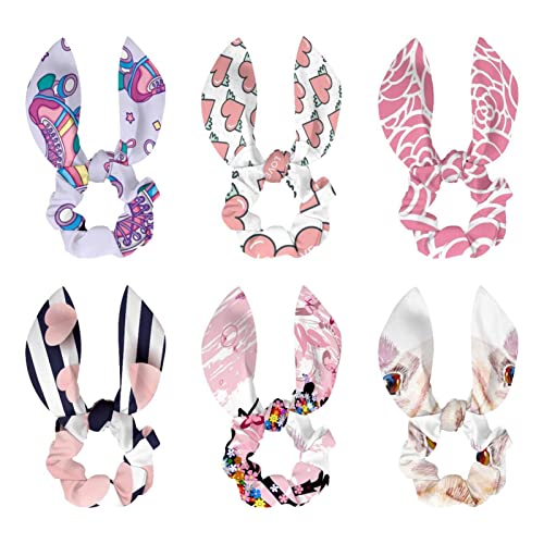 Chouchous pour queue de cheval motif aquarelle floral et cochon rigolo