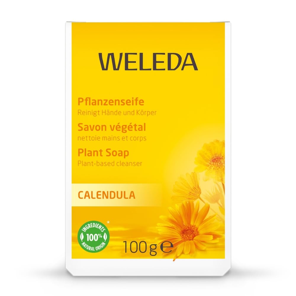 Weleda Soap with Calendula, Natural Soap, Sensitive Skin, For Women & Men, Dermatologically Tested, 100% Certified Natural, Organic, Vegan, 100g