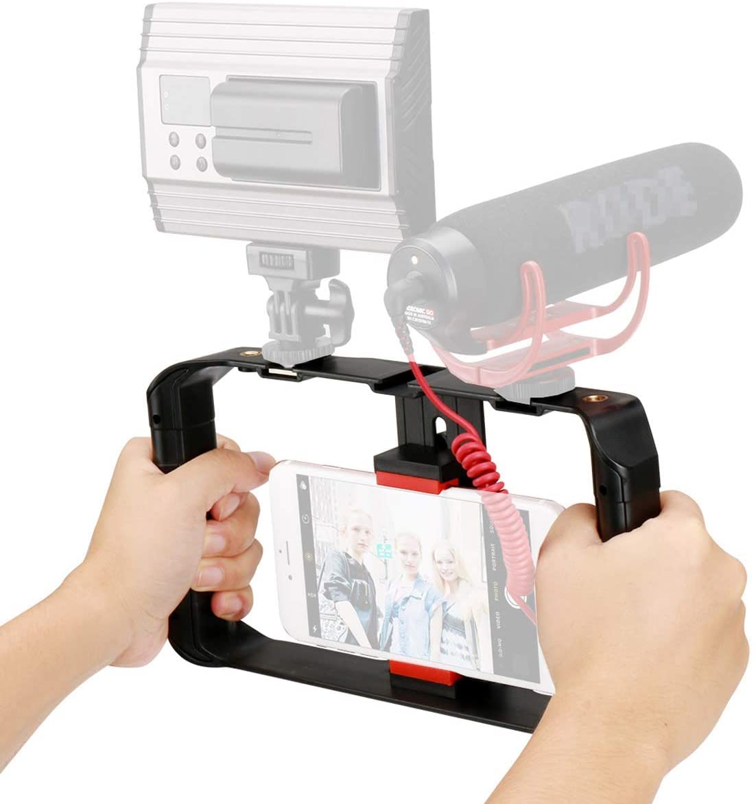 SHOPEE Branded Smartphone Video Rig, Phone Movies Mount Handle Grip Stabilizer, Filmmaking Recording Rig Case For Video Maker Filmmaker Videographer - Fits iPhone , Samsung, And All Phones, Black (B07VZV7FHT) Amazon Price History, Amazon Price Tracker