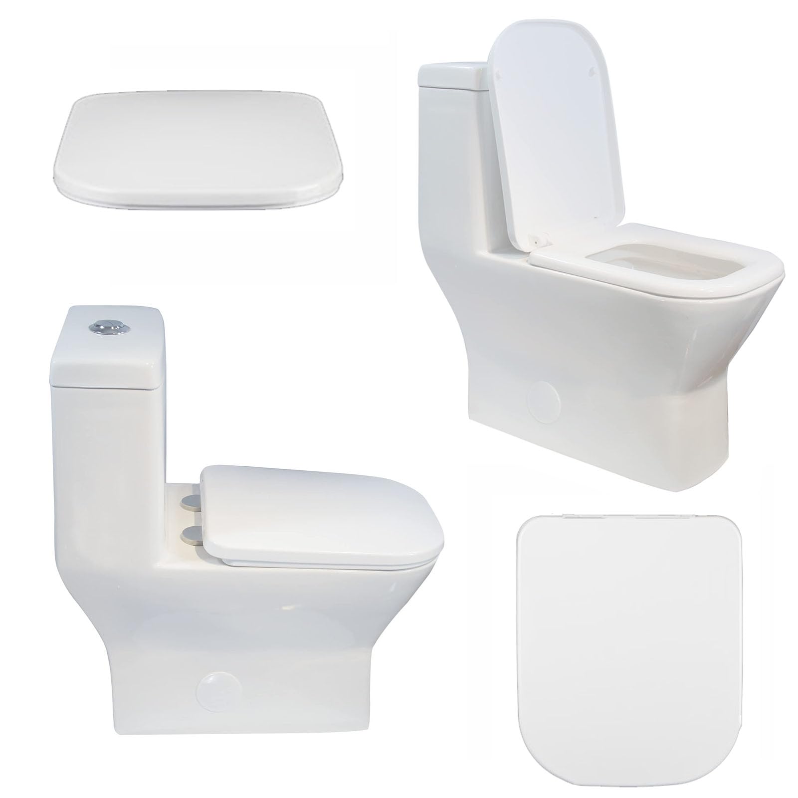 Tapa WC Rectangular. Asiento para Inodoro Cuadrada, Amplia Selección De Asientos De Inodoro De Cierre Lento,Cierre Lento, Bisagras Fuertes Fijación Superior,36 * 44cm