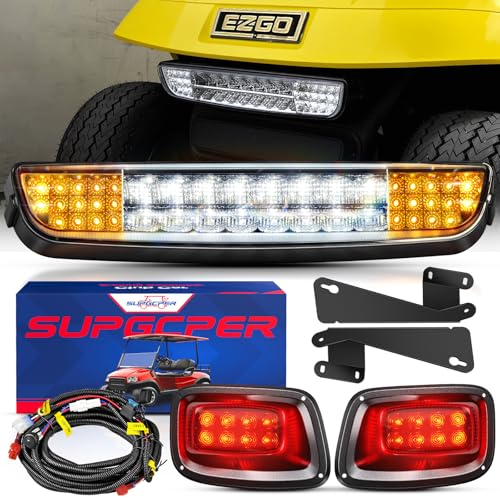 SUPGCPER EZGO LED Headlight Taillight Kit for TXT 1996-2013 Carts 12V Golf Cart LED Light Bar Kit with Wiring Harness Switch High-Brightness Street Legal Light Kit