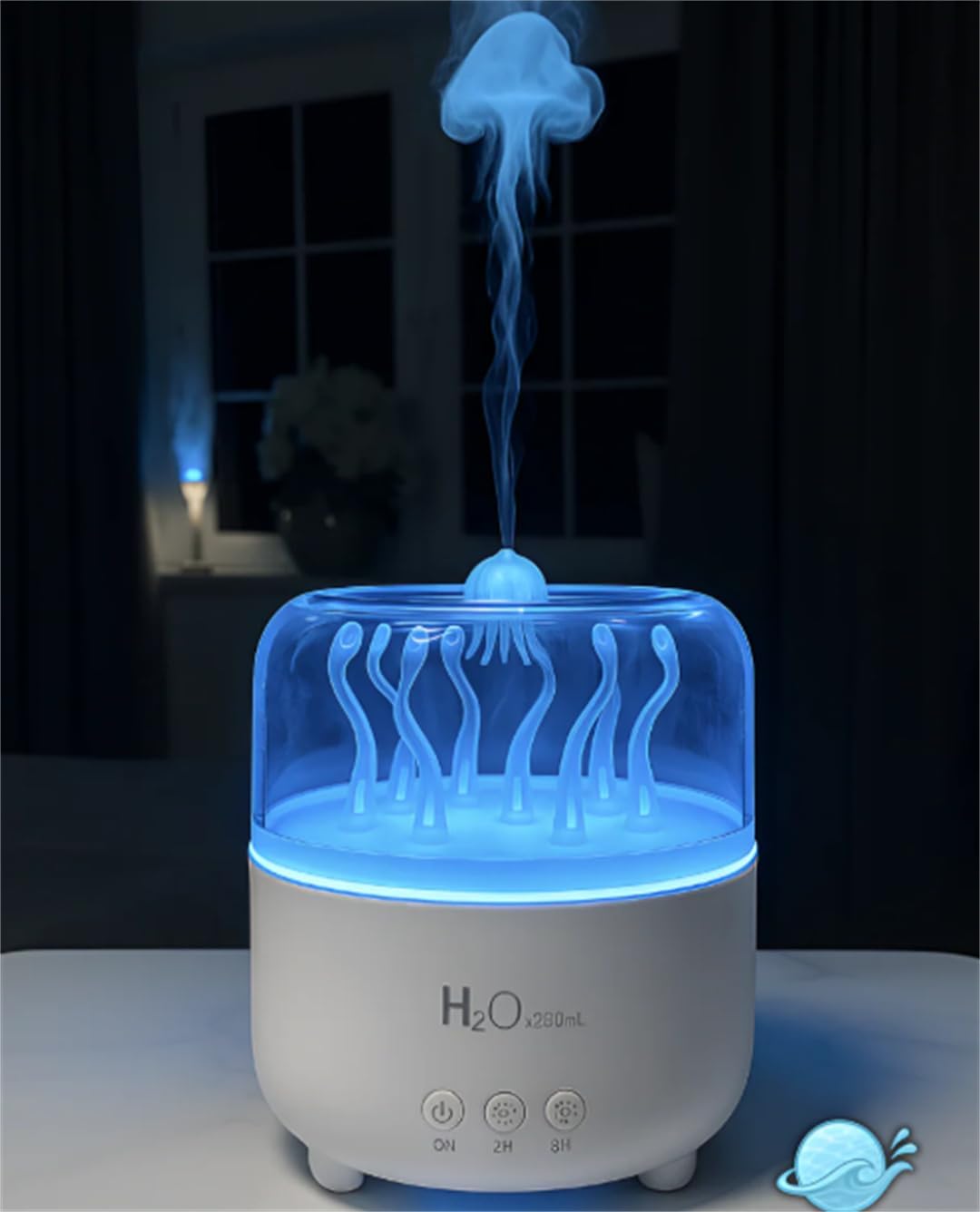 Jelly Pulse Humidifiers for Bedroom (Walnut,Remote Control)