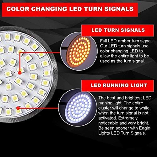 Eagle Lights Generation Ii Front Led Turn Signals With White Running Lights For Harley Davidson Motorcycles, 2-Inch Bullet Style Turn Signals #TOP4