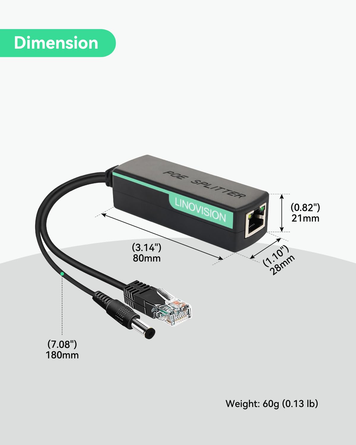 Splitter POE LINOVISION con uscita DC12V 2A, splitter Power over Ethernet 10/100Mbps, alimentazione da POE a DC IEEE802.3af/at per telecamere di sicurezza, AP wireless, telefono VoIP (2 pack)
