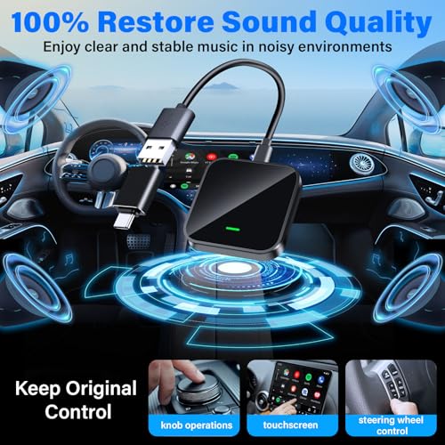 Android Auto Wireless Adapter 2025 Plug and Play Convert Wired to Wireless Android Auto Car Adapter w 5.8GHz WiFi Fast Stable Connection Android Auto Dongle for 2016+ Cars Android 11+ w USB-A/C