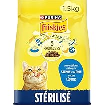 FRISKIES | Gatto | Crocchette complete per Gatti Adulti sterilizzati | Salmone e Verdure | Alimento Completo per Gatti sterilizzati | Borsa | 1,5 KG