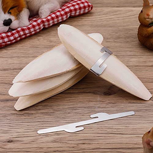 Bohoman 4 Stück Sepiaschalen Papageien Kauspielzeug Vögel Kauen Spielzeug mit 2 Stück Metallhalter Tintenfische Sepia Knochen für Papageien Vögel Reptilien Schildkröten Schnecken,12-14cm