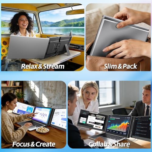 Image of Teamgee Laptop Screen Extender, 15.6 inch Ultra-Slim FHD Portable Monitor, Plug & Play Triple Display for Travel, Work, and Gaming, Compatible for Mac /Windows /Android /Dex
