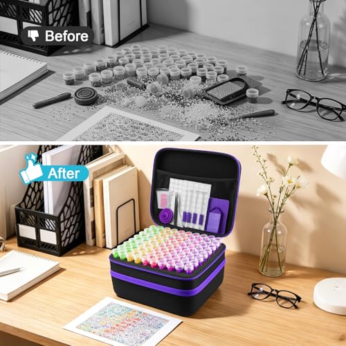 Image of ZORETCO Diamond Art Storage - 240 Containers Diamond Art Kits for Adults | Diamond Painting Storage Case with Tools, Diamond Art Supplies Storage for Diamond Painting Accessories, Bead, Gem, Crafts