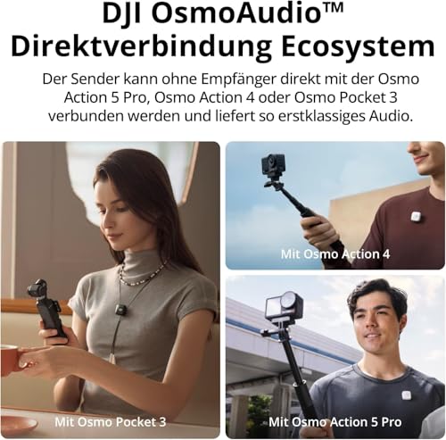 Image of DJI Mic Mini (2 Transmitters + 1 Receiver + Charging Cradle), Ultra Light, Detailed Audio, 48 Hours Use, Noise Cancelling, Auto Limit, Wireless Microphone /iPhone /Android, Vlog, Streaming