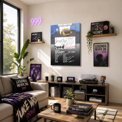 Image of Juice WRLD Canvas Wall Art, Rapper Collage Poster Print, Hip Hop Music Artwork for Bedroom Studio Gaming Room Decor, Vibrant Album Cover Picture Print Framed Music Wall Painting 16X20