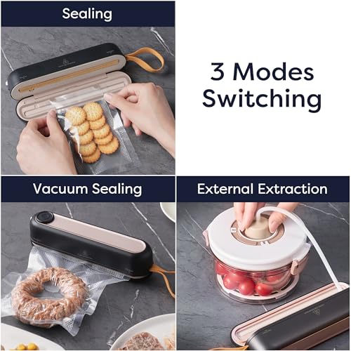 Image of CIARRA Handheld Vacuum Sealer - Portable Food Preservation Machine with 3 Modes, Compact Automatic Sealing System for Dry & Wet Foods (Vacuum Sealer + 5 Pcs Vacuum Seal Bags)