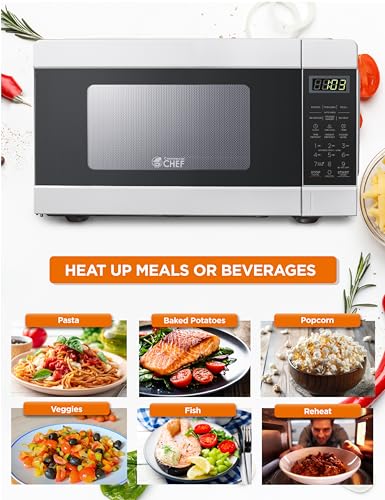 Commercial CHEF CHM990W 900 Watt Counter Top Microwave Oven, 0.9 Cubic Feet, White Cabinet - Image 3
