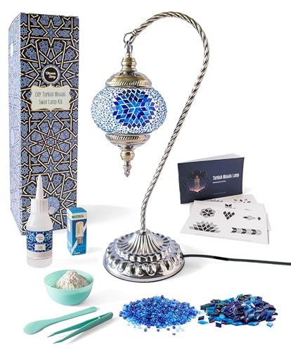 KRAFTSTORIES DIY Turkish Mosaic Lamp Craft Kit| Large Swan Neck