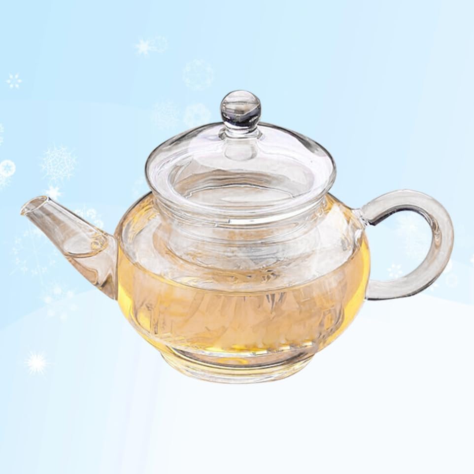 PRETYZOOM Borosilicate Glass Coffee Pot with Built-in Fine Mesh Tea Strainer Heat Resistant Small Transparent Kettle 3.15 Inch for Home Kitchen and Stovetop Use