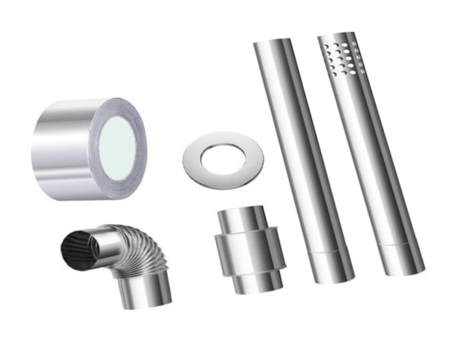 Kit de tubo de chimenea for calentador de agua a gas de acero inoxidable con tubo perforado, tubo recto y válvula de retención for ventilación