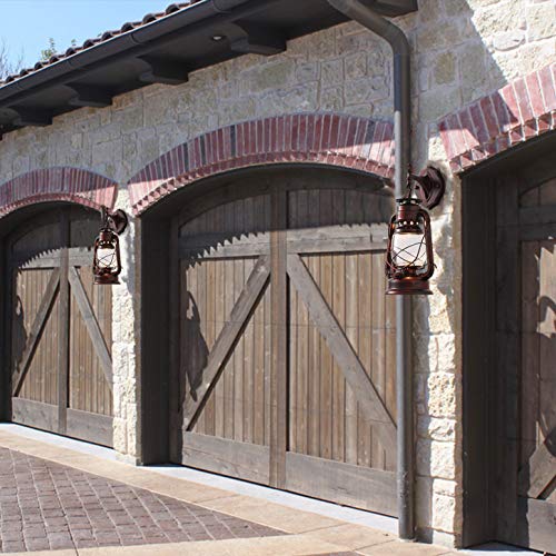 Rustic Wall Sconce Lantern Light, Vintage Wall Light Fixture With E26 Base,With Glass Shade, Waterproof Wall Mounted Lighting Fixture With Frosted Shade For Porch Garage Room W7 X H15 #TOP3