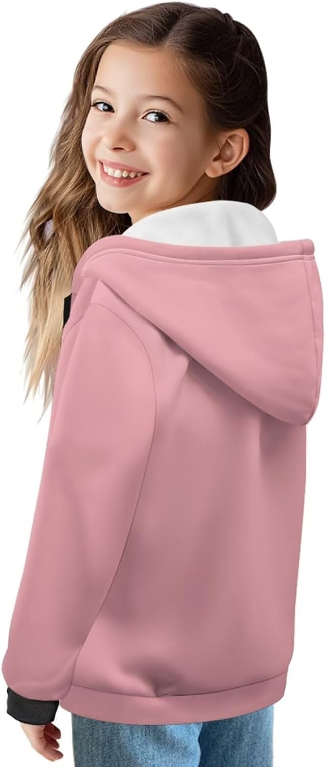 Hoodies for Teen Girls Zip Up Hooded Jacket Girls Oversized Sweatshirt Warm Kawaii Clothes for Holiday Travel