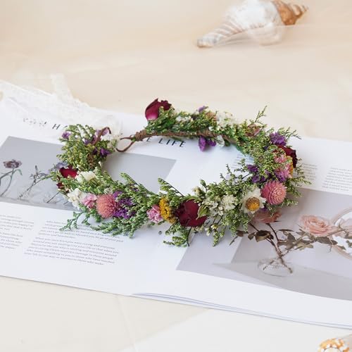 DXXD diadema floral seca para boda y festival miniatura 6