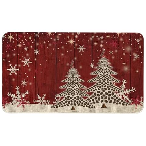 Roszwtit Christmas Tree Door Mat 30 X 17 Inch Merry Christmas Doormat Indoor Outdoor Entrance Floor Rug Non Slip Winter Christmas Decor Rubber Welcome Mats Cover