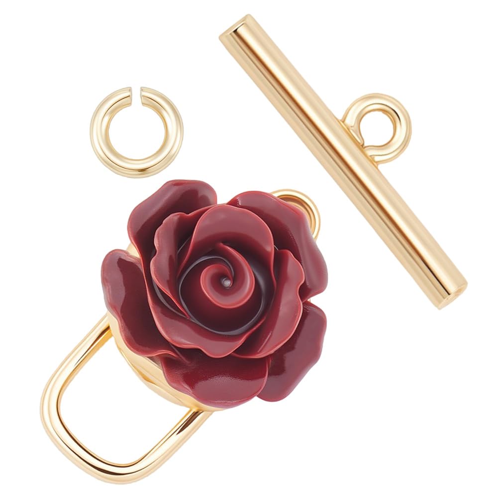 Fermoirs à bascule fleur et rose rouge pour offrir un bijou artisanal