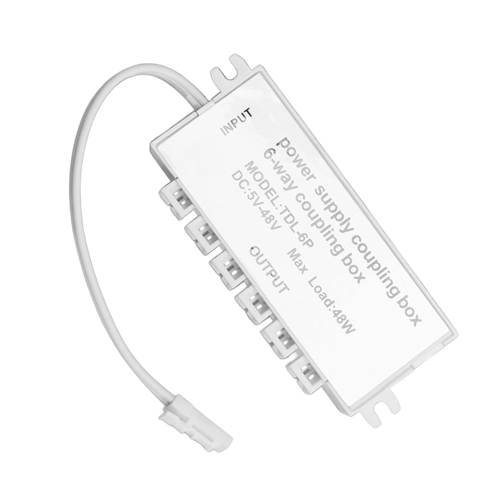 Boîte de Couplage D'alimentation à 6 Voies, Boîte D'extension de Connecteur de Lumière LED, Matériau ABS 5-48 V 48 W pour Répartiteur de Puissance de Lumière LED