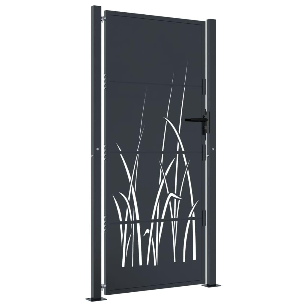 ShGaxin Puerta de jardín Acero Gris Antracita diseño Hierba 105x205 cm, Puertas para Jardin, Puertas De Exterior, Valla Jardín, Rejas para Puertas De Entrada