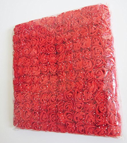 Artfen Mini Fake Rose Flower Heads 144Pcs Mini Artificial Roses Diy Wedding Flowers Accessories Make Bridal Hair Clips Headbands Dress (Bottom Add Gauze) Red #TOP1