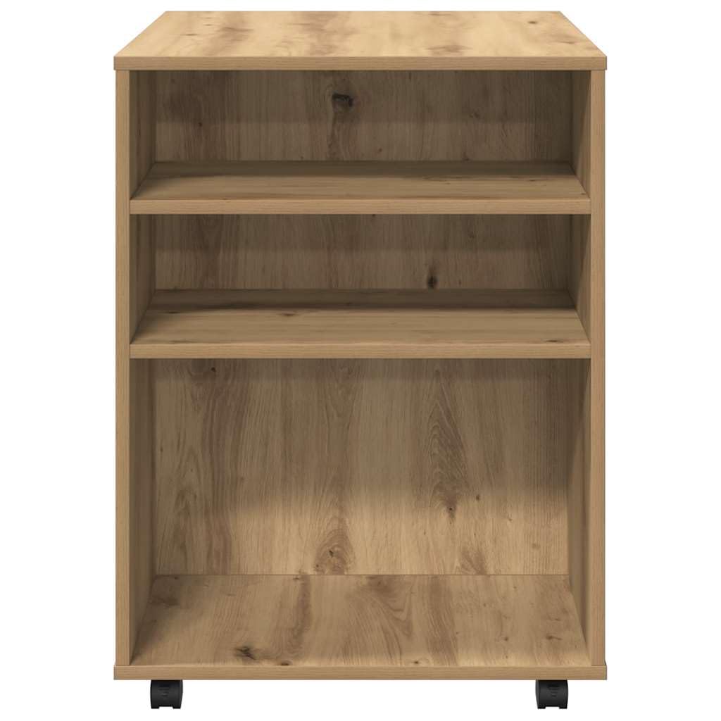 vidaXL Rollschrank Artisan-Eiche 60x53x72 cm Holzwerkstoff, Aktenschrank, Büroschrank, Beistellschrank, Schrank, Schrank mit Rollen, Wohnzimmerschrank