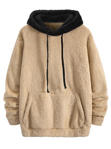 Mens Color Block Hoodie Sweatshirt With Drawstring Loose Long Sleeves And Hand Pockets Autumn And Winter Mens Hoodies