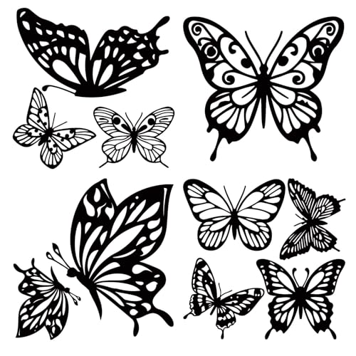 GORGECRAFT 4 Styles Papillon Autocollant de Voiture Papillons Noirs Imperméable Pet Réfléchissant Autocollants de Pare Chocs de Voiture Femmes Automobile Décoration...