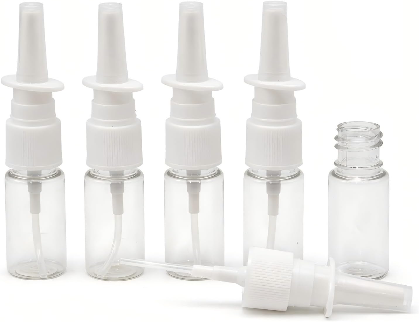 5PCS 10ml Nasal Spray Bottles - Empty Fine Mist Sprayer Bottles - Clear Refillable Spray Containers - Portable Leakproof Design for Saline & Daily Care