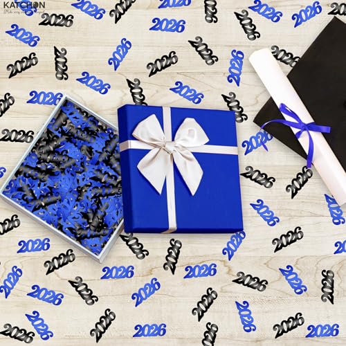 Image of Blue and Black 2026 Confetti - Pack of 500 | Graduation Confetti Class of 2026, Graduation Decorations 2026 | Grad Party Supplies, Grad Party Decorations 2026 | Prom Decorations 2026, KatchOn