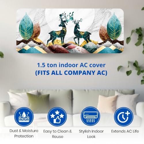Image of Printed Split Ac Cover Indoor Unit For 1.5 Ton Capacity AC, Inner Unit Ac Cover, All Weather Cover /Attractive Digital Prints /Dustproof /Silken water-resistant Split Ac Cover ( DeerNature )