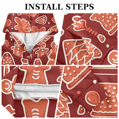 Kids Hoodies Sweaters Christmas Gingerbread Man Hooded Sweatshirts with Big Pockets for Boys Girls B04004173