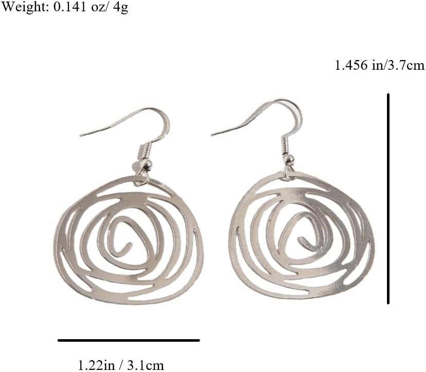 Cute Thin Boho Dangly Spiral Vortex Hook Earring for Women Trendy, Small Unique Retro Drop Dangle Earrings Bohemia Silver Geometric Ethnic Western Jewelry Gift - Image 2
