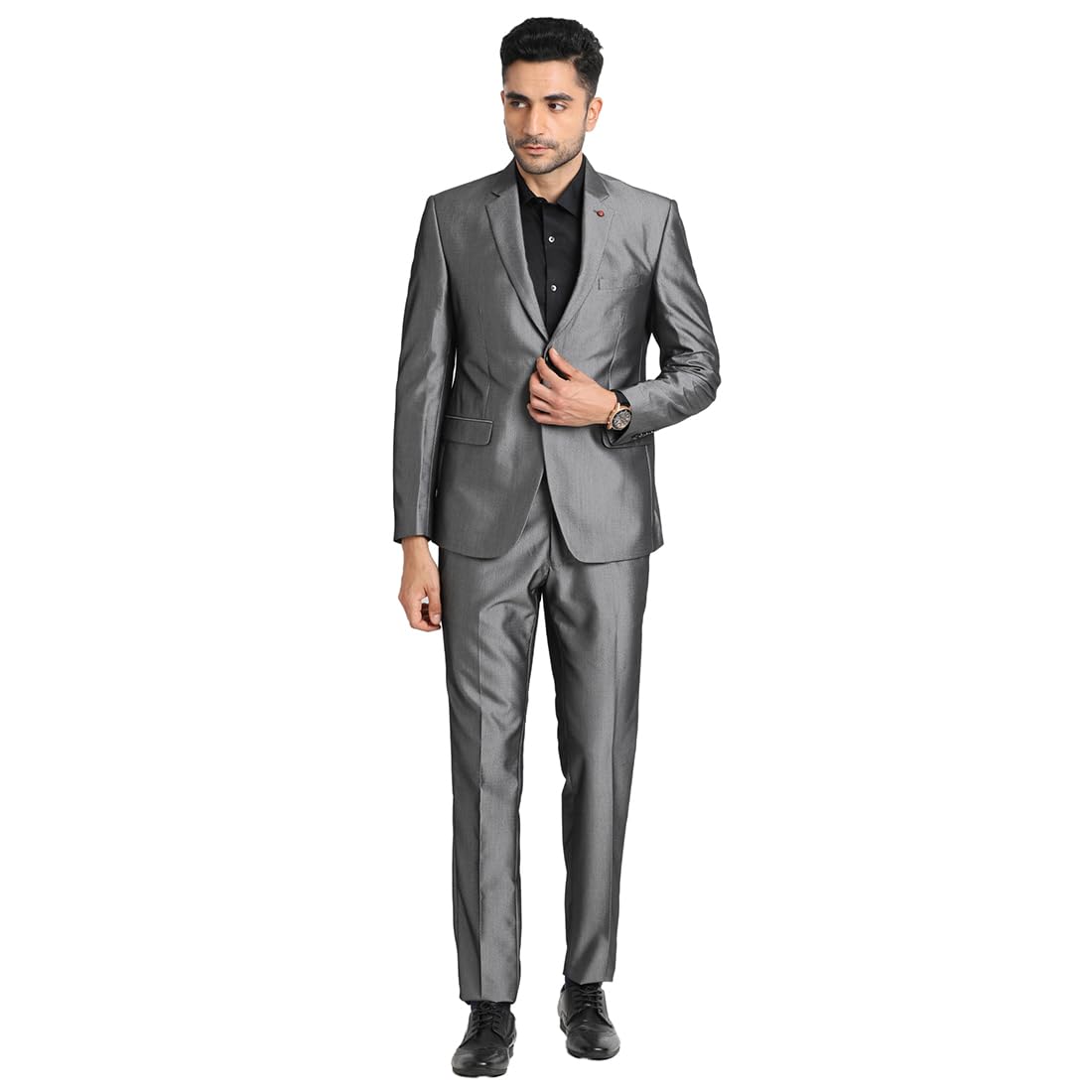 Men Terry Rayon Grey Formal Suit (2 Piece)
