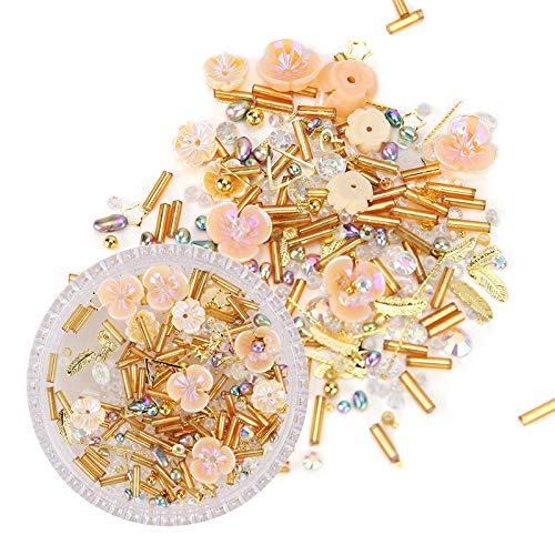Paillettes per Nail Art 1 Scatola Flower 3D Forma Irregolare Decor Design Nail Art Strass Nails Tips Accessori per Unghie (Color : Peach Orange)