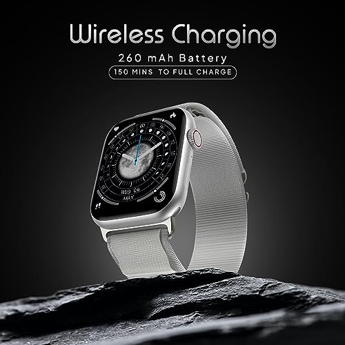 Image of Fire-Boltt Vogue Large 2.05 inch Display Smart Watch, Always On Display, Wireless Charging, App Based GPS with Bluetooth Calling & 500+ Watch Faces (White)