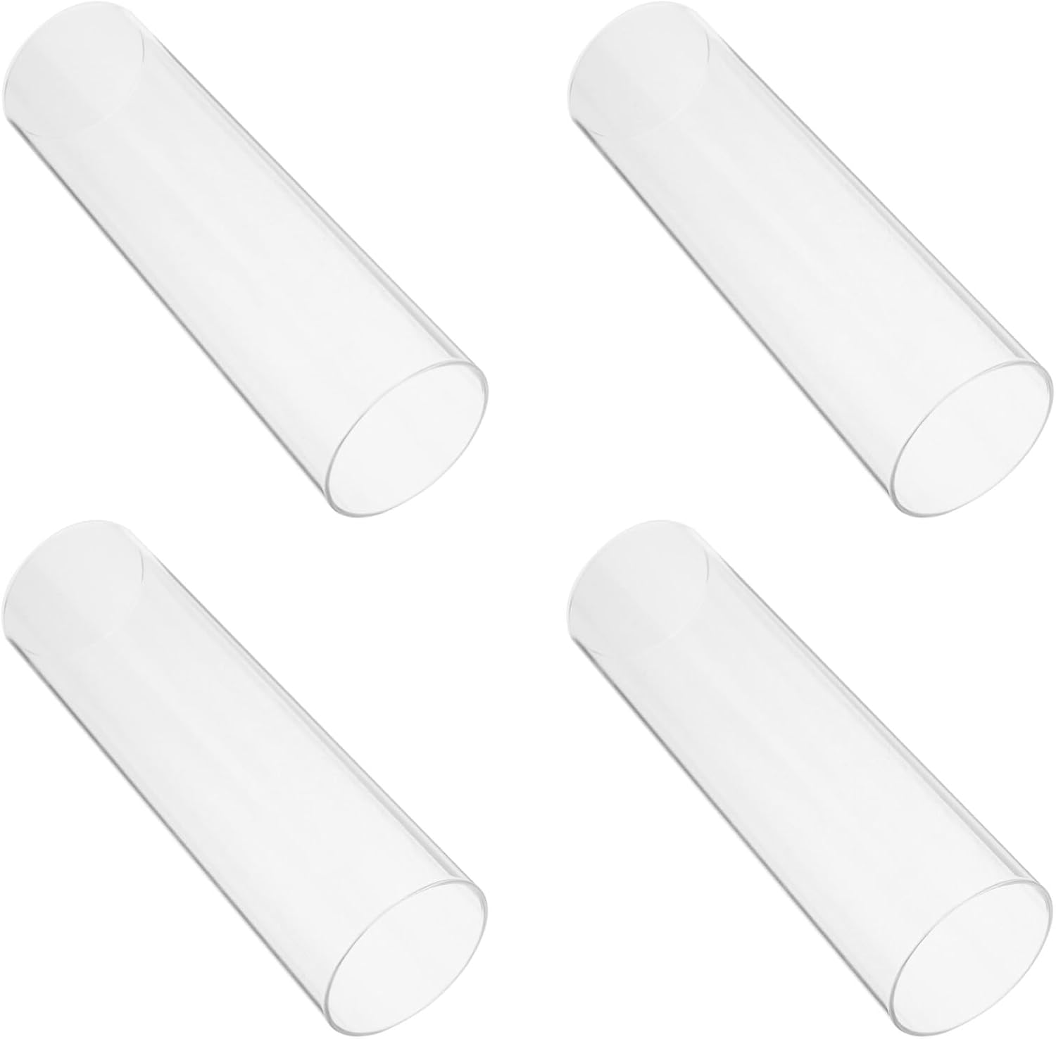 4pcs Candle Holder Sleeve Open End Clear Glass Cylinder Candle Holder Bottomless Candle Cover Clear Chimney Shade Tube Cover/53 (Color : Transparent Size : 10.00X7.00X7.00CM) (Transparent 20.00X6.00X