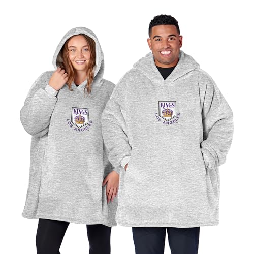 Los Angeles Kings NHL Vintage Hoodler Oversized Sherpa Sweatshirt – Cozy Fleece Hoodie with Front Pocket & Team Logo, One Size Fits Most Pullover