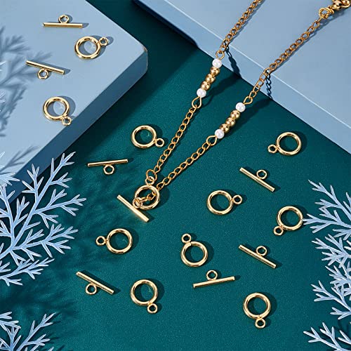 UNICRAFTALE 20 Sets Golden Toggles Clasp Stainless Steel Ring Toggle Connectors IQ Toggle Clasps & Tbar Clasps for DIY Necklace Bracelet Jewelry Making - Image 3