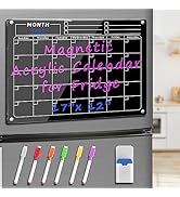 Monthly Magnetic Calendar for Fridge – SORFHOUR Black Magnetic Dry Erase Calendar, Fridge Calenda...