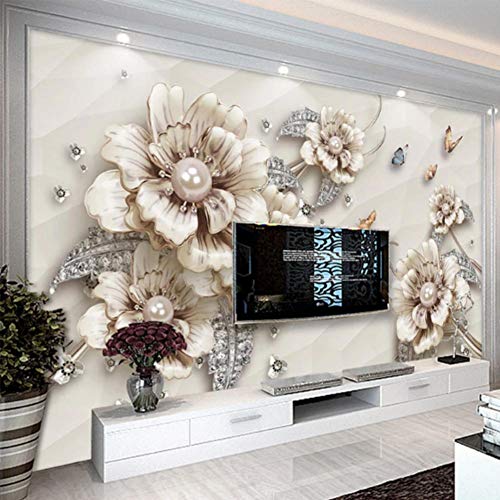 Bhposd 3D Wallpaper Modern Jewelry Flowers Photo Wall Murals Living Room Tv Sofa Theme Hotel Luxury Background Wall Painting Home Decor-200X140Cm