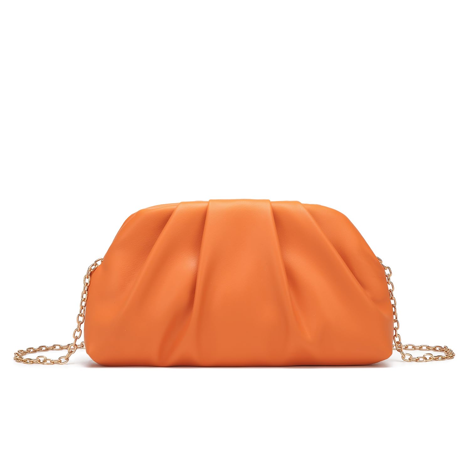 Dreubea Women's Fashion Cloud Shape Evening Bag Charming Fold Leather Clutch Handbag with Chain