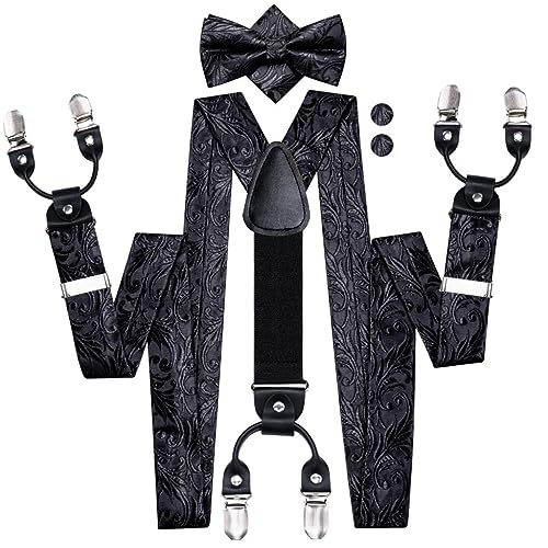 Set ajustable de tirantes con moño y pañuelo floral para hombre miniatura 1