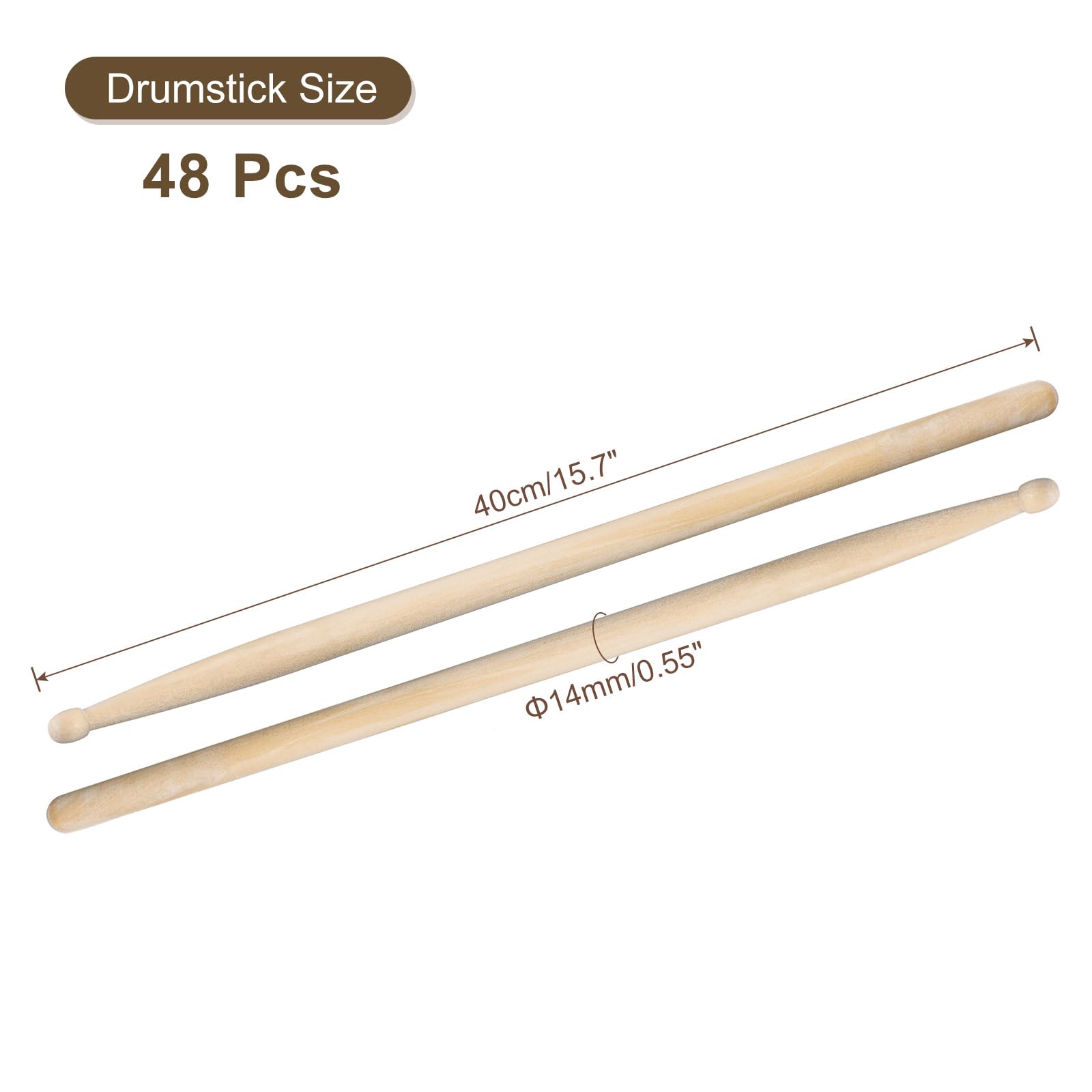 QUARKZMAN 24 Pares de Baquetas de Madera de Arce con Mangos Antideslizantes 5A Baqueta Clásica de Madera para Instrumento Musical de Percusión