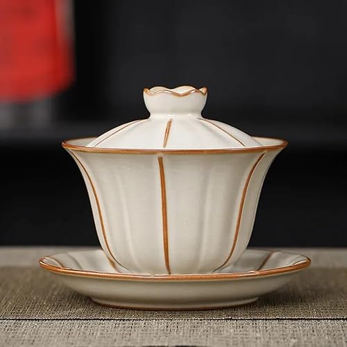Miniatura 5 de Juego de té de cerámica de Gaiwan de 4.1 fl oz tazas de té de Kung Fu chino Crackle Glaze Tea Tureen Porcelanas